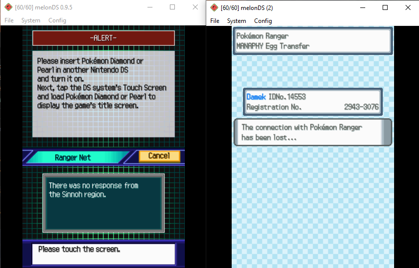 manaphy egg (pokemon ranger->diamond) - melonDS board